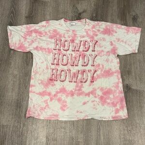 Pink Tie-Dye 'Howdy' T-Shirt